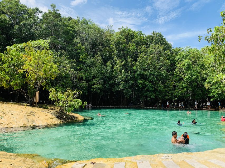 Ao Nang: Hot Spring, Emerald Pool & Tiger Cave Temple Tour - Soaking at the 37 to 40°C hot springs