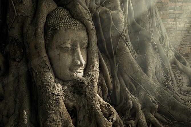 Ayutthaya Temples and River Cruise from Bangkok - Wat Mahathat and the Buddha head in the roots