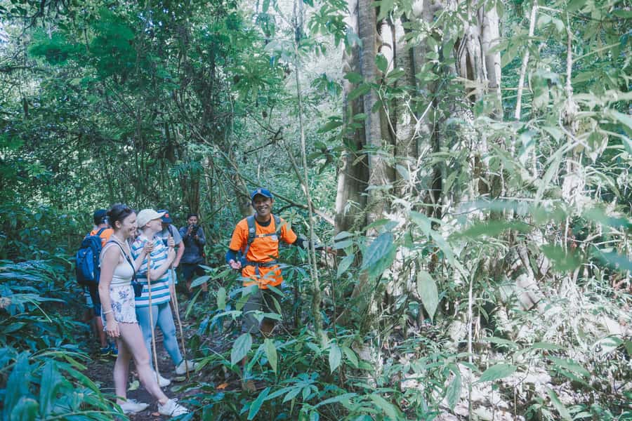 Bali: Munduk Waterfalls Trek, Twin Lakes and Temple Tour - Crossing Tamblingan Lake in a wooden canoe