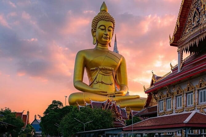 Bangkok : Sunset Food tour by Tuk Tuk boat with big Buddha view - Wat Paknam and the giant Buddha view