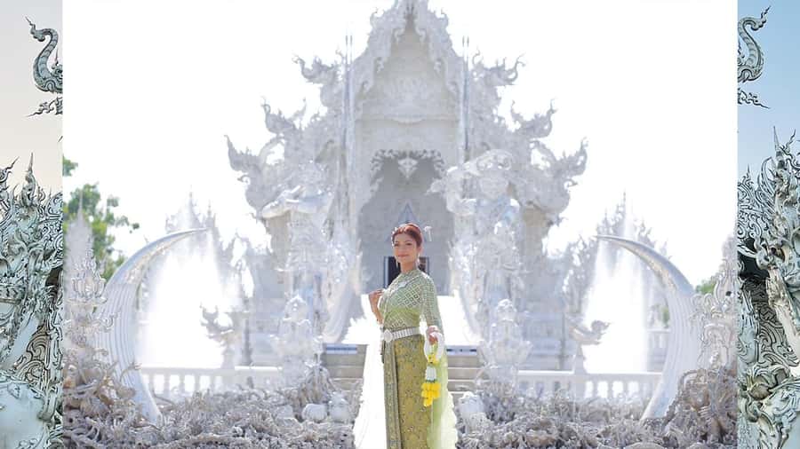 Chiang Rai:Photos of traditional Thai costumes,White Temple - Picking the right time and preparing well