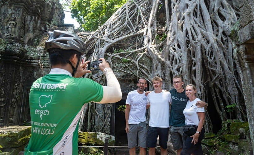 Cycle Angkor Backroad Bike Tour / E-Bike or Tuk Tuk - Bayon Temple and its many stone faces