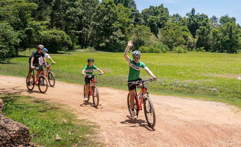 Cycle Angkor Backroad Bike Tour / E-Bike or Tuk Tuk - A Cambodian lunch beside a tropical garden
