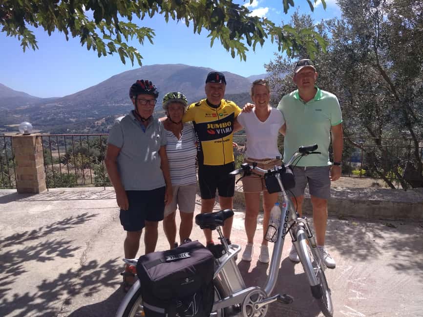 e-Bike Cycling Tour to Arkadi Monastery Full Lunch included - Amnatos and the inscription above Sanguinazzo Mansion