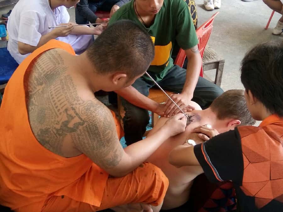 From Bangkok: Holy Tattoo Experience at Wat Bang Phra - The tattoo itself: short, traditional, and not painless