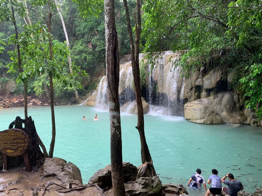 From Hua Hin: Pala U Waterfall and Huay Mongkol Temple Tour - Swimming at level three