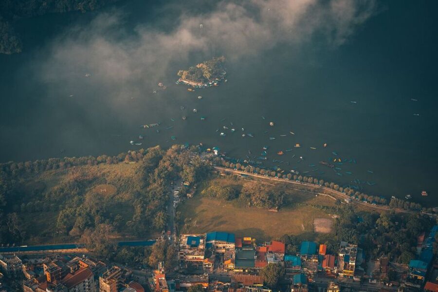 From Lakeside: Pokhara Private Day Tour with Pagoda Hills - World Peace Pagoda: the view that earns the hill climb