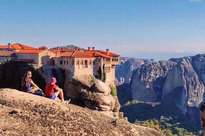 Meteora Monasteries & Caves DayTrip from Athens with Greek Lunch - Holy Trinity and Rousanou from the road