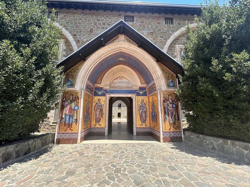 PAPHOS: Troodos Mountains "Monasteries & Villages" by coach - Chrysoroyiatissa Monastery begins the climb
