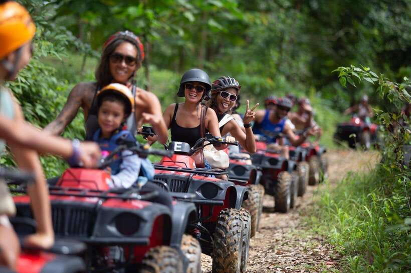 Phuket: Big Buddha Viewpoint ATV Tour and Zipline Adventure - ATV riding through the rubber-tree jungle