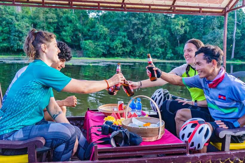 Siem Reap: Angkor Sunset Bike & Boat Tour /E-Bike Available - Starting in Siem Reap at 1:45 PM